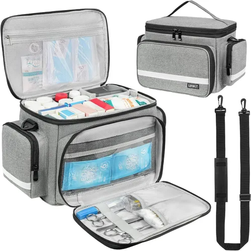 Vista 9 de LEFOR·Z Bolsa Médica, Bolsa de Primeros Auxilios Vacía, Almacenamiento para Enfermera de Salud Doméstica, Caja Organizadora de Botiquín