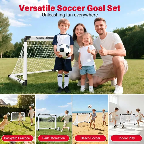 Vista 2 de KETIEE Porterías de fútbol para niños para patio trasero: juego de porterías de fútbol plegables de 35 x 23 pulgadas, portería de fútbol portátil