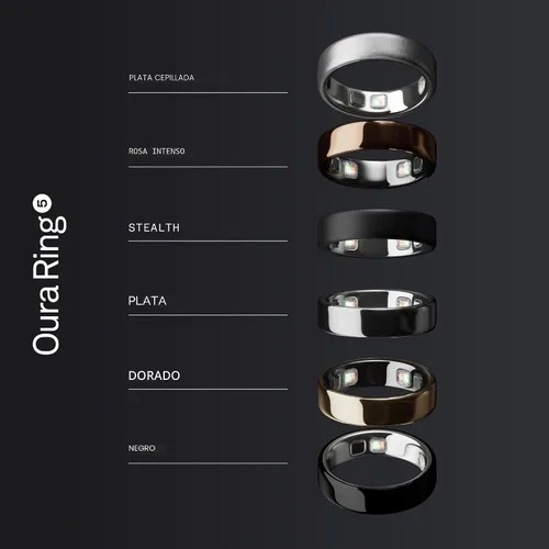 Vista 8 de Oura Ring 5 Smart Wearable - Negro - Talla 6 - Rastreador de fitness