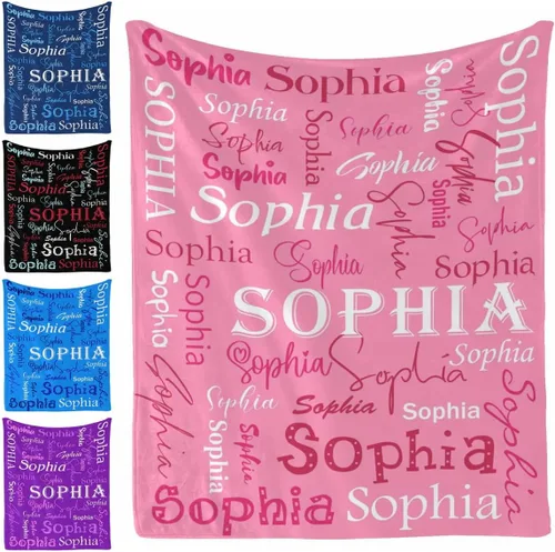Vista 20 de Manta personalizada, 20 colores para niño y niña, manta con nombre personalizado para niños y adultos, manta de Navidad para niños y niñas
