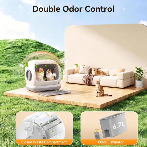 Vista 5 de Meowant Caja de arena automática de gran espacio para varios gatos
