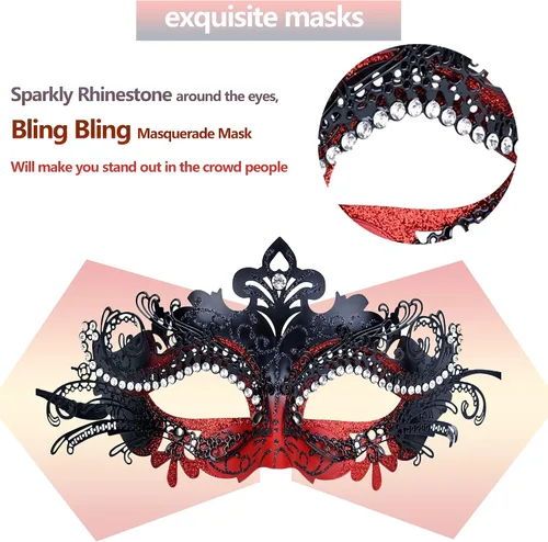 Vista 3 de Máscara de mascarada para parejas, para mujeres y hombres, máscara de Mardi Gras, máscaras de disfraz para festivales de Navidad, fiesta de Año Nuevo