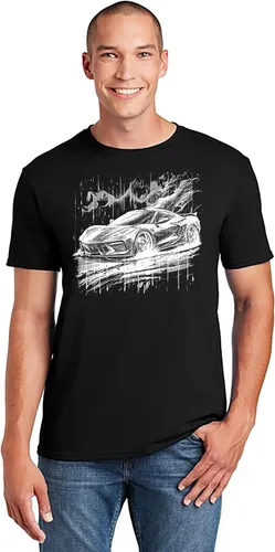 Vista 2 de Ink Trendz C8 Matrix Next Generation Corvette Racing - Camiseta de algodón de manga corta unisex con gráficos