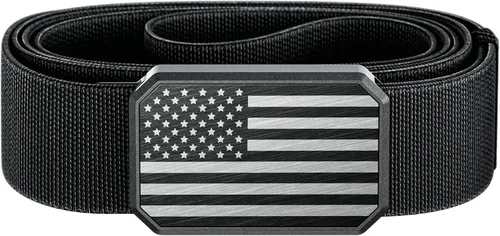 Vista 18 de Groove Life - Cinturón de nailon elástico para hombre con hebilla magnética de aluminio Gun Metal / Dark Earth
