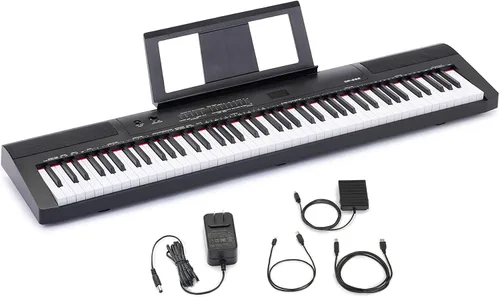 Vista 9 de Amazon Basics Piano de teclado eléctrico con 61 teclas, altavoces integrados, canciones para aprender, color negro
