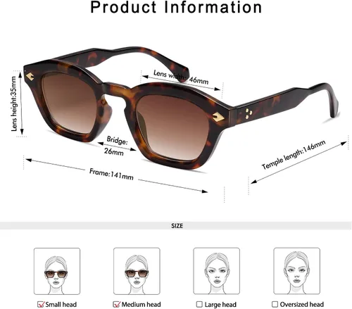Vista 5 de Appassal Retro Square Sunglasses for Women Mens Small Rectangle Sunnies AP3680