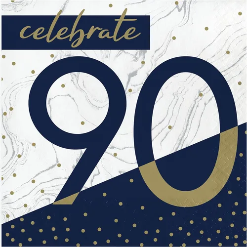 Vista 11 de Trendware Servilletas de cumpleaños número 18 azul marino y dorado, 48