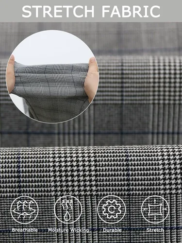 Vista 4 de Plaid&Plain Pantalones a cuadros para hombre, pantalones de vestir ajustados para hombre, pantalones chinos ajustados para hombre
