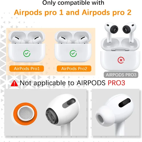 Vista 2 de Almohadillas de espuma viscoelástica mejoradas para AirPods Pro y AirPods Pro 2, protector de silicona, seguro, cómodo, punta de repuesto