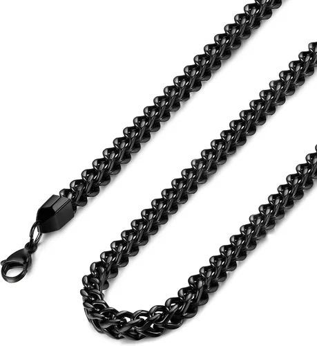 Vista 8 de FIBO STEEL Collar de Cadena de Curb de 3-6 mm para Hombres y Mujeres, Estilo Punk Motociclista, Acero Inoxidable, 18.0-30.0 Pulgadas, Tono Plateado