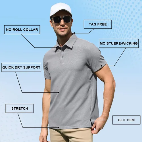 Vista 4 de GymSmart Polo Shirts for Men Short Sleeve Casual Business Sports Tennis Golf Shirts