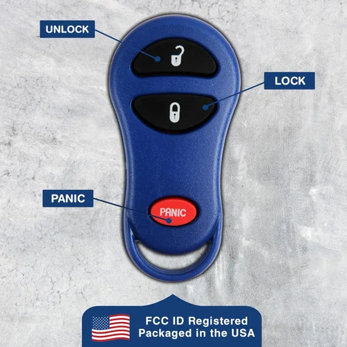 Vista 6 de KeylessOption - Llavero de auto con control remoto para entrada sin llave, repuesto para 04686481, Azul