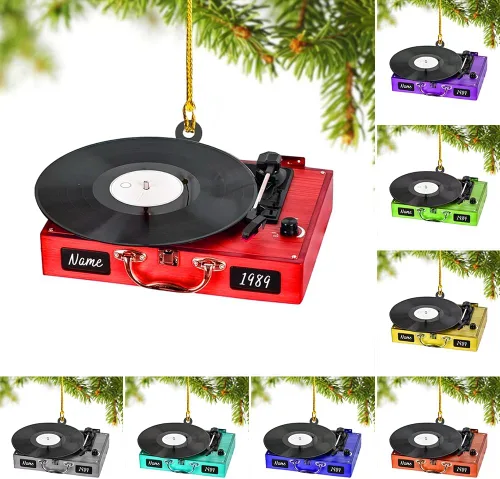 Vista 8 de Adorno de disco de vinilo personalizado para Navidad 2025, regalo para amantes de la música retro, recuerdo acrílico personalizado, decoración