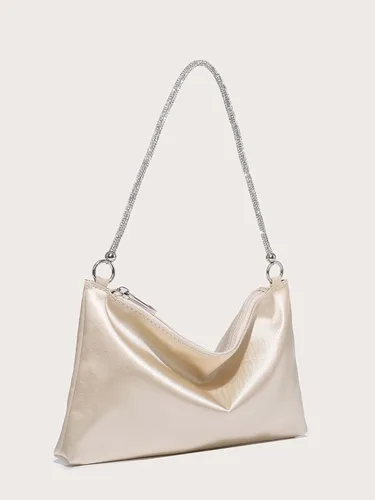 Vista 2 de Floerns Bolso cuadrado de satén con diamantes de imitación para mujer, bolso de noche para fiesta de graduación
