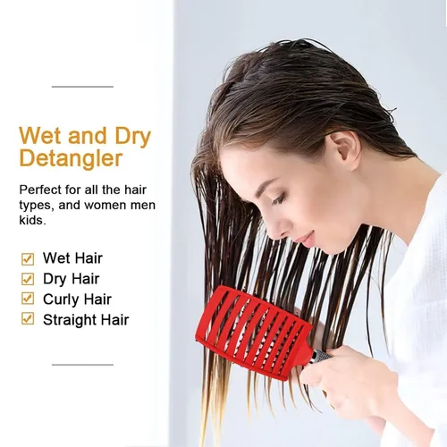Vista 4 de Cepillo desenredante mágico, cepillo ultra desenredante, para desenredar en húmedo o seco, para hombres, mujeres y niños, cepillo de pelo curvado