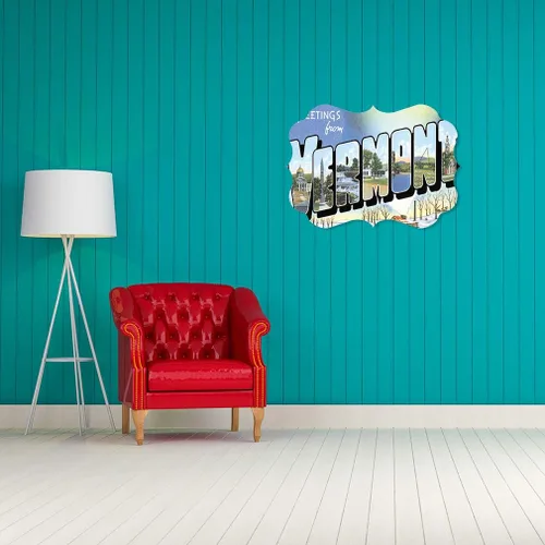 Vista 3 de Fastasticdeals Horizontal Home Decor Wall Sign Greeting from Vermont Houses Art Picture Frame Benelux Shape 7x5Inches