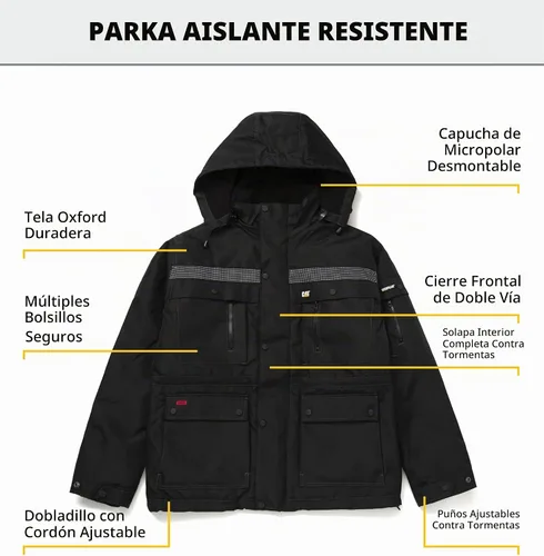 Vista 4 de CAT Parka pesada aislada para hombre (tallas regulares y grandes y altas)