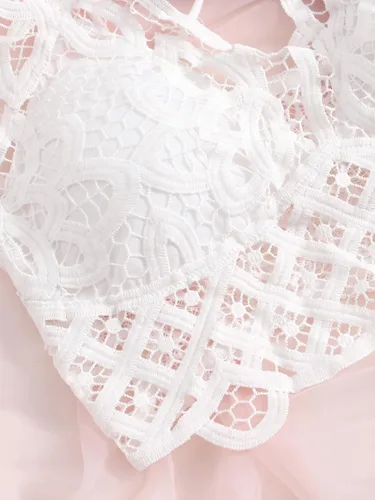 Vista 3 de SHENHE Bralette largo acolchado de 3 piezas con encaje y tirantes cruzados para mujer