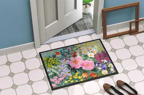 Vista 4 de Caroline's Treasures SASE0956JMAT - Tapete de invierno floral por Anne Searle para puerta delantera, 24 x 36 pulgadas, para interiores y exteriores