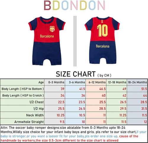 Vista 5 de BDONDON Camisetas deportivas para bebé, traje de fútbol para niño y niña, camiseta de fútbol para recién nacidos, ropa de mameluco de fútbol