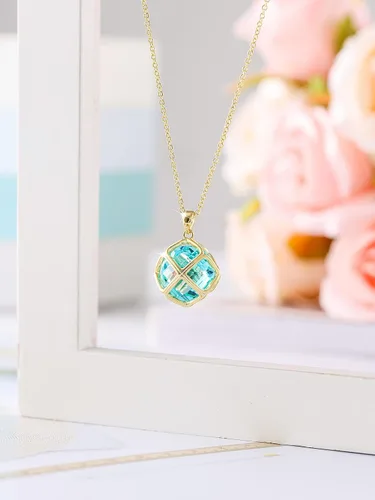 Vista 6 de Juego de collar colgante de cristal de 0.551 in para mujer, chapado en globo, joyería de disfraz