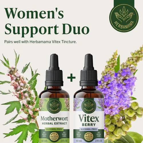 Vista 7 de HERBAMAMA Extracto líquido de Motherwort de 2 onzas líquidas, vegano, suplemento de hierbas orgánicas para apoyar la salud del corazón, la función