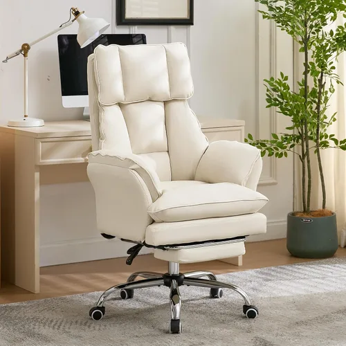 Vista 2 de Cloud - Silla de oficina con patas cruzadas con reposapiés, silla ergonómica ejecutiva grande y alta, reposabrazos abatibles para mascotas, silla