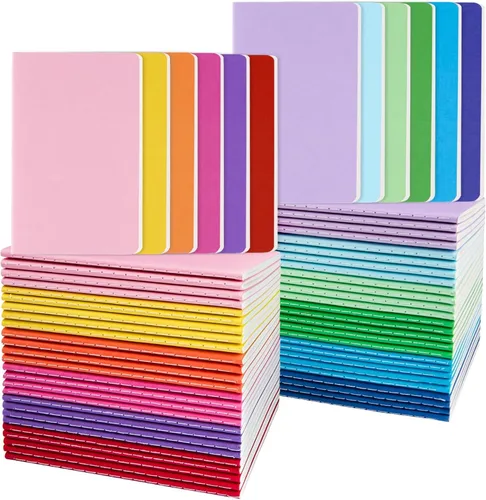 Vista 8 de Oucaru Cuaderno de Bolsillo de 24 Piezas, 3.5" x 5.5", 2 Colores, Cuaderno Rayado de 52 Páginas Mini Cuaderno Diario, Pequeño Cuaderno Memo Bloc