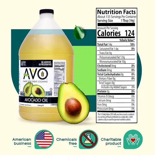 Vista 2 de AVO SIN OGM 100% Aceite de Aguacate, 1 Galón 128 Onzas Líquidas, SIN Conservantes Agregados