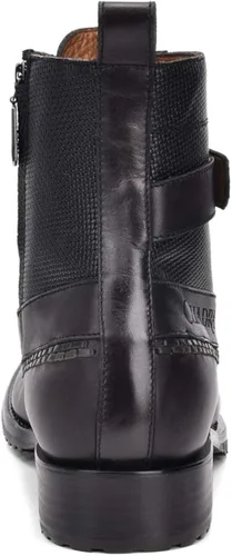 Vista 5 de Cuadra Botas para hombre en piel auténtica de rayas con cremallera negra, Negro