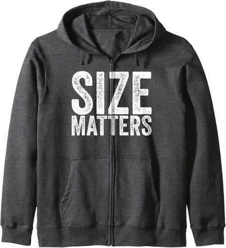 Vista 4 de Size Matters Funny Sarcasm Sudadera con capucha con cremallera, Negro