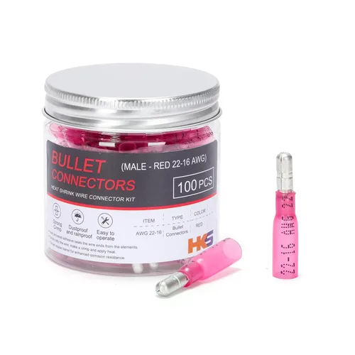 Vista 16 de HKS Kit de 120 piezas/60 pares de conectores de bala termorretráctiles – Terminales de alambre macho y hembra calibre 22-10 AWG – Conectores
