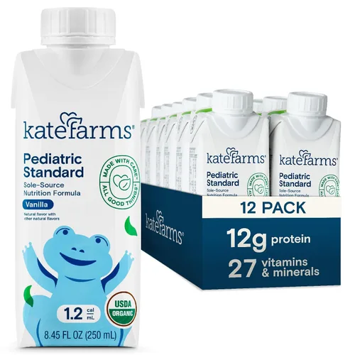 Vista 12 de KATE FARMS - Batido de nutrición pediátrica orgánica de chocolate alto en calorías 1.2, 12g de proteína, 27 vitaminas y minerales, reemplazo