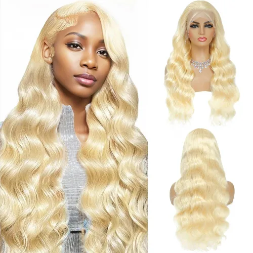 Vista 20 de Pelucas de cabello humano con encaje frontal 613 de 22 pulgadas, cabello humano prearrancado, rubio ondulado, encaje frontal, densidad 210, 613, 13