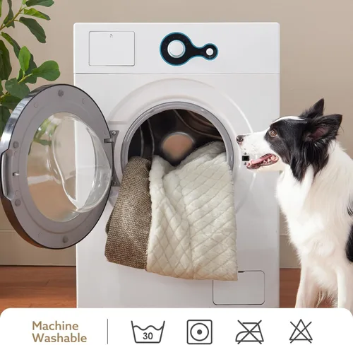 Vista 5 de JOEJOY Camas ortopédicas XL para perros de tamaño grande, extra gruesas, con apoyo y laterales, sofá cama ultrasuave para perros grandes, color Beige