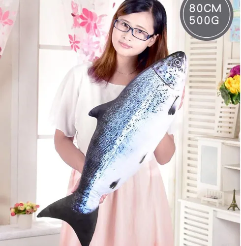 Vista 3 de OUKEYI Almohada y cojín suave de 31.5 pies para decoración de peces de salmón.