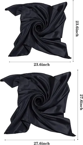 Vista 3 de Satinior Bufanda cuadrada de seda, bufanda de satén para la cabeza, bufandas para el cuello, bufanda de disfraz retro de Halloween para mujeres