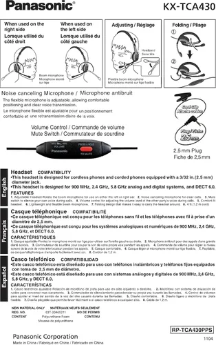 Vista 5 de Panasonic KX-TCA430 audífonos plegables, con calce cómodo