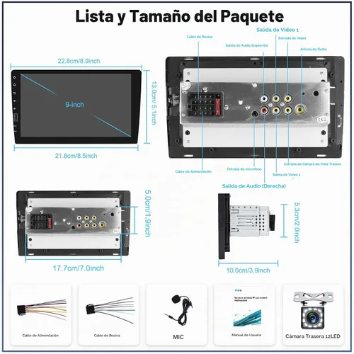 Vista 8 de UNITOPSCI 9 pulgadas único DIN inalámbrico Apple CarPlay Android Auto coche estéreo pantalla táctil Bluetooth FM receptor de radio de coche espejo