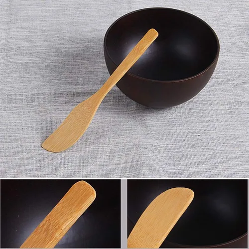 Vista 3 de Cuchillo de mantequilla de madera natural, espátula, herramienta de cocina de bambú, panadería, pastel, mermelada, mantequilla esparcidora