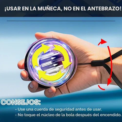 Vista 6 de XMALL Bola de giroscopio de muñeca, fortalecedor de antebrazo de mano, entrenador de muñeca, iluminación colorida de arranque automático