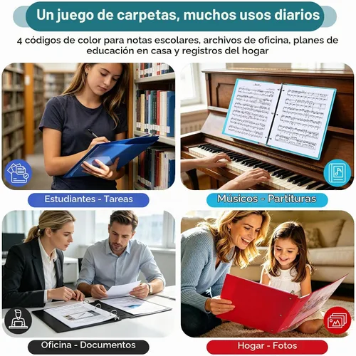 Vista 7 de SUIN Carpetas de 3 anillos de 1 pulgada con bolsillo, carpeta de lomo expandible de 1.2 pulgadas, 4 códigos de colores con cubierta de visión