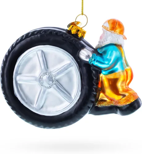 Vista 3 de Adorno navideño de cristal mecánico de reparación de neumáticos
