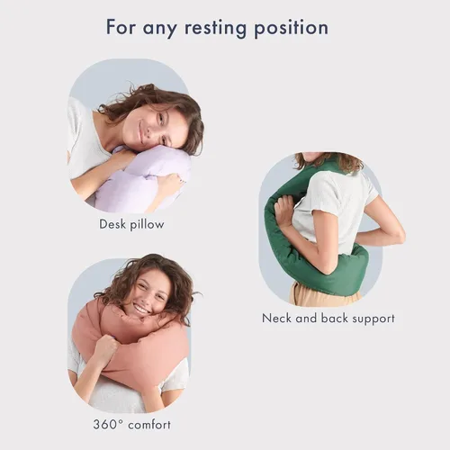 Vista 5 de Huzi Infinity Pillow - Bufanda cervical suave para usar en el hogar y viajes, soporte para dormir (gris)