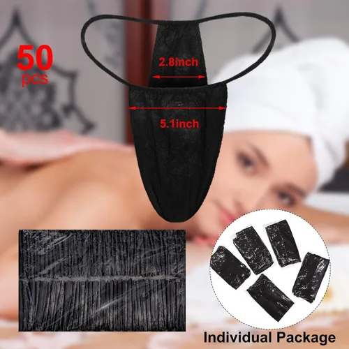Vista 2 de Giugu 50 piezas desechables Tangas Spa T Tanga ropa interior bronceadora