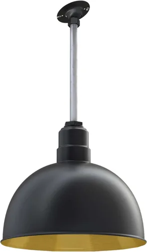 Vista 25 de Steel Lighting Co. Colgante de cuenco rosa Lámpara montada en el techo Cúpula de 15 pulgadas vástago de 12 pulgadas Estilo granero de acero