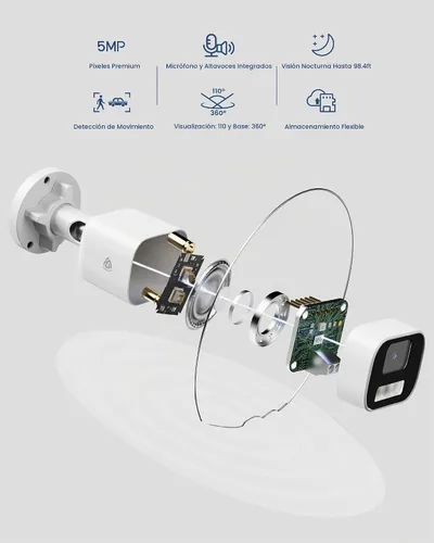 Vista 7 de Cámara de seguridad complementaria PoE de 4PCS 5MP, detección