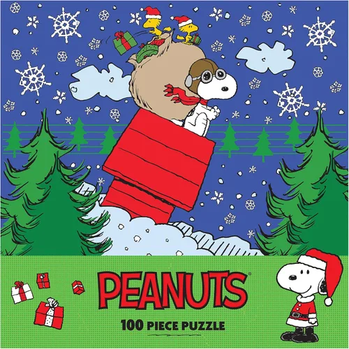 Vista 4 de RoseArt - Peanuts - Entrega de Navidad de Snoopy - Rompecabezas de 100 piezas para niños y adultos