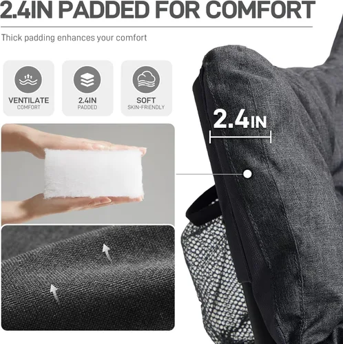 Vista 4 de EVER ADVANCED Silla de Campamento Doble para Adultos, Banco Loveseat de Campamento Plegable Acolchado con Bolsillo Lateral Sofá de Campamento