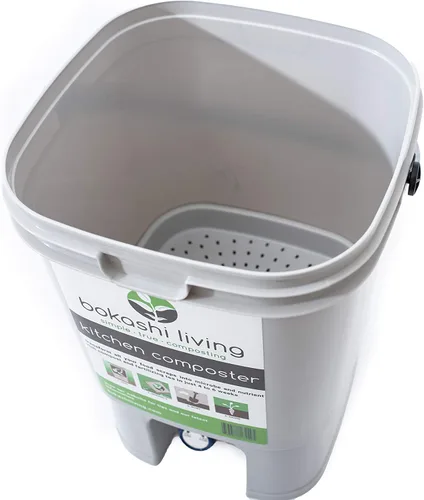 Vista 3 de Kit de iniciación de compostaje Bokashi prémium (incluye 1 contenedor Bokashi, 2.2 libras de salvado Bokashi e instrucciones completas)